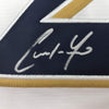Framed Autographed/Signed Christian Yelich 35x39 Milwaukee White Baseball Jersey Beckett BAS COA