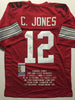 Autographed/Signed Cardale Jones Ohio State Buckeyes Stat Football Jersey JSA COA