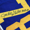 Framed Autographed/Signed Jackie Slater 35x39 HOF 01 Los Angeles LA Retro Blue Football Jersey JSA COA