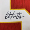 Autographed/Signed Christian Okoye Kansas City Red Football Jersey JSA COA
