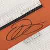 Framed Autographed/Signed Odell Beckham Jr. 35x39 Cleveland White Football Jersey JSA COA