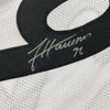 Framed Autographed/Signed James Harrison 35x39 Pittsburgh White Football Jersey Beckett BAS COA