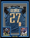 Framed Autographed/Signed Eddie George 35x39 Tennessee Titans Powder Blue Football Jersey JSA COA