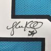 Framed Autographed/Signed Luke Kuechly 35x39 Carolina Blue Football Jersey JSA COA