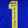 Framed Autographed/Signed Dick Vermeil 35x39 Super Bowl XXXIV St. Louis Royal Blue Football Jersey JSA COA