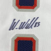 Framed Autographed/Signed Wes Welker 35x39 New England Blue Football Jersey JSA COA