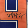 Framed Autographed/Signed Wayne Gretzky 35x39 Edmonton Blue Hockey Jersey PSA/DNA COA/LOA