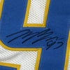 Framed Autographed/Signed Joey Bosa 35x39 #97 Los Angeles LA White Football Jersey JSA COA