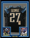 Framed Autographed/Signed Eddie George 35x39 Tennessee Titans Dark Blue Football Jersey JSA COA