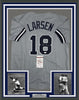 Framed Autographed/Signed Don Larsen 35x39 New York Grey Baseball Jersey JSA COA