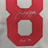 Framed Autographed/Signed Joe Morgan HOF 90 35x39 Cincinnati Grey Baseball Jersey JSA COA