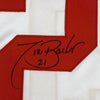 Framed Autographed/Signed Tiki Barber 35x39 New York White Football Jersey JSA COA