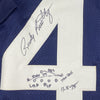 Framed Autographed/Signed Rudy Ruettiger 35x39 Hand Drawn Play Notre Dame Blue College Football Jersey JSA COA