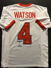 Autographed/Signed Deshaun Watson Clemson Tigers White Football Jersey Beckett BAS COA