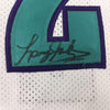 Autographed/Signed Larry Johnson Charlotte White Stat Basketball Jersey PSA/DNA COA