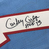 Framed Autographed/Signed Curley Culp HOF 13 35x39 Houston Blue Football Jersey JSA COA