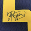 Framed Autographed/Signed Jabrill Peppers 35x39 Michigan Blue College Football Jersey JSA COA