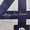Framed Autographed/Signed Reggie Jackson 35x39 New York Grey Baseball Jersey Beckett BAS COA