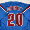 Autographed/Signed Mike Schmidt Philadelphia Retro Blue Baseball Jersey GTSM COA Hologram Only