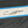 Framed Autographed/Signed Chuba Hubbard 35x39 Carolina Black Football Jersey Beckett BAS COA