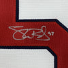 Autographed/Signed Shane Bieber Cleveland Indians White Majestic Baseball Jersey JSA COA