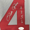 Framed Autographed/Signed Pete Rose 4256 35x39 Cincinnati Grey Baseball Jersey JSA COA