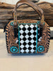 Wonderland Turquoise Rodeo Royale Checkered Mini Speedy Bag by Neon Spur