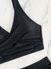 Bikini Solid Black Twist Front High Waist 2 Piece Swimsuit for Women – Stretchy V Neck Bikini Set with Ruched Tummy Control and Cross Strape Detail – Quick Drying Polyamide Swimwear for Beachwear Poolside and Summer Travel by Stevvex