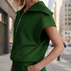 Half-Zip Lapel Sweatshirt & Shorts Two-Piece Set | 6 Colors by FitiqueFit