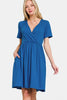Zenana Surplice Short Sleeve Brushed DTY Dress by Stevvex