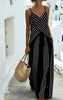 Women's Striped V-Neck Sleeveless Two-Piece Set by FitiqueFit