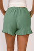 Khaki High Waist Pocketed Ruffle Shorts