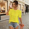 Women's Hollow-Out Lace Puff-Sleeve Shirt Top – Loose Fit by FitiqueFit