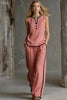 Women’s Sleeveless V-Neck Wide-Leg Pants Set by FitiqueFit