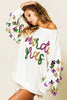 BiBi Fleur De Lis Sleeve Mardi Gras Pullover by FitiqueFit