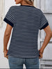 Striped Ribbed Knit Short Sleeve T-Shirt by Simply Love