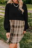 Vintage Plaid Round Neck Long Sleeve Mini Dress Cozy & Stylish Dress Retro Design Dress For Party by Stevvex