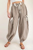 Brown Stripe Drawstring Cargo Jogger Pants with Pockets by Wild and Free Boutique