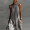 Off-Shoulder Color-Block Flared Maxi Dress with Pockets | 5 Colors by FitiqueFit