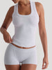 Ribbed Tank Top and Shorts Active Set