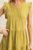 Round Neck Ruffle Sleeve Tiered Dress For Women – Feminine and Playful Tiered Dress with Ruffle Sleeves for Casual or Dressy Occasions by Stevvex