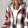 Women's Plaid Hoodie Long Sleeve Jacket With Pocket by FitiqueFit