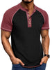 Men's Raglan Henley Color Block T-Shirt