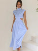 Modern Cutout Mock Neck Sleeveless Ruched Dress Elegant Dress For Women by Stevvex