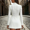 Women’s Stand Collar Blazer Dress – Slim Fit Formal Short Outfit by FitiqueFit