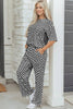 Rose Checkered Print Half Sleeve Tee 2pcs Lounge Pant Set by Wild and Free Boutique