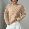 Women's Elegant Floral Sweater - Crew Neck Long Sleeve Casual Pullover by FitiqueFit