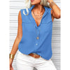 Women's Lapel Collar Sleeveless Top – Loose Fit, Pockets, Solid Color by FitiqueFit