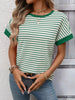 Striped Ribbed Knit Short Sleeve T-Shirt by Simply Love