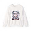 United by Baseball Crewneck Sweatshirt | Patriotic Baseball Graphic, Vintage Red White Blue by Tristan’s Treehouse